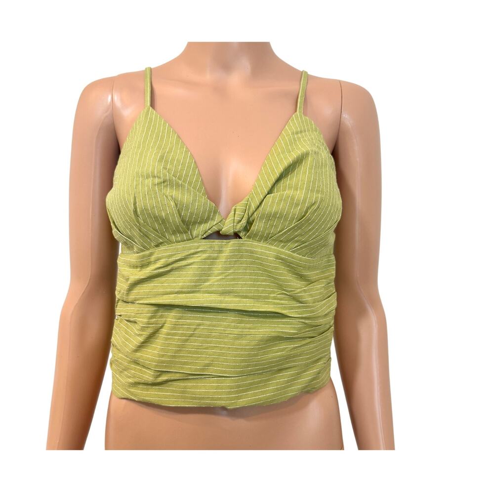 new KnowOne.Cares medium ruched keyhole crop top smocked TS 3040
